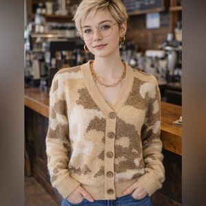 Lucky Brand Camouflage Button-Up Cardigan